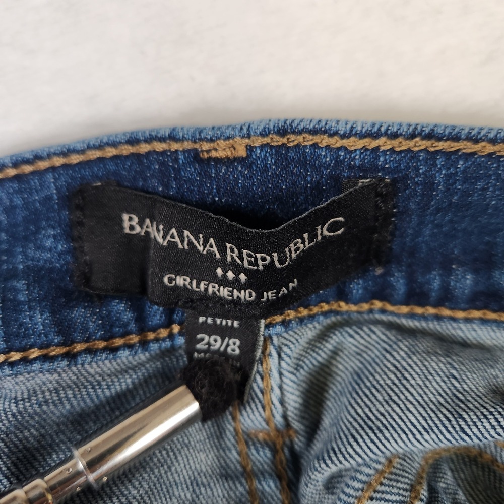 Banana Republic Petite Girlfriend‎ Jeans Dark Wash Denim Women's 29/8 - Picture 8 of 8
